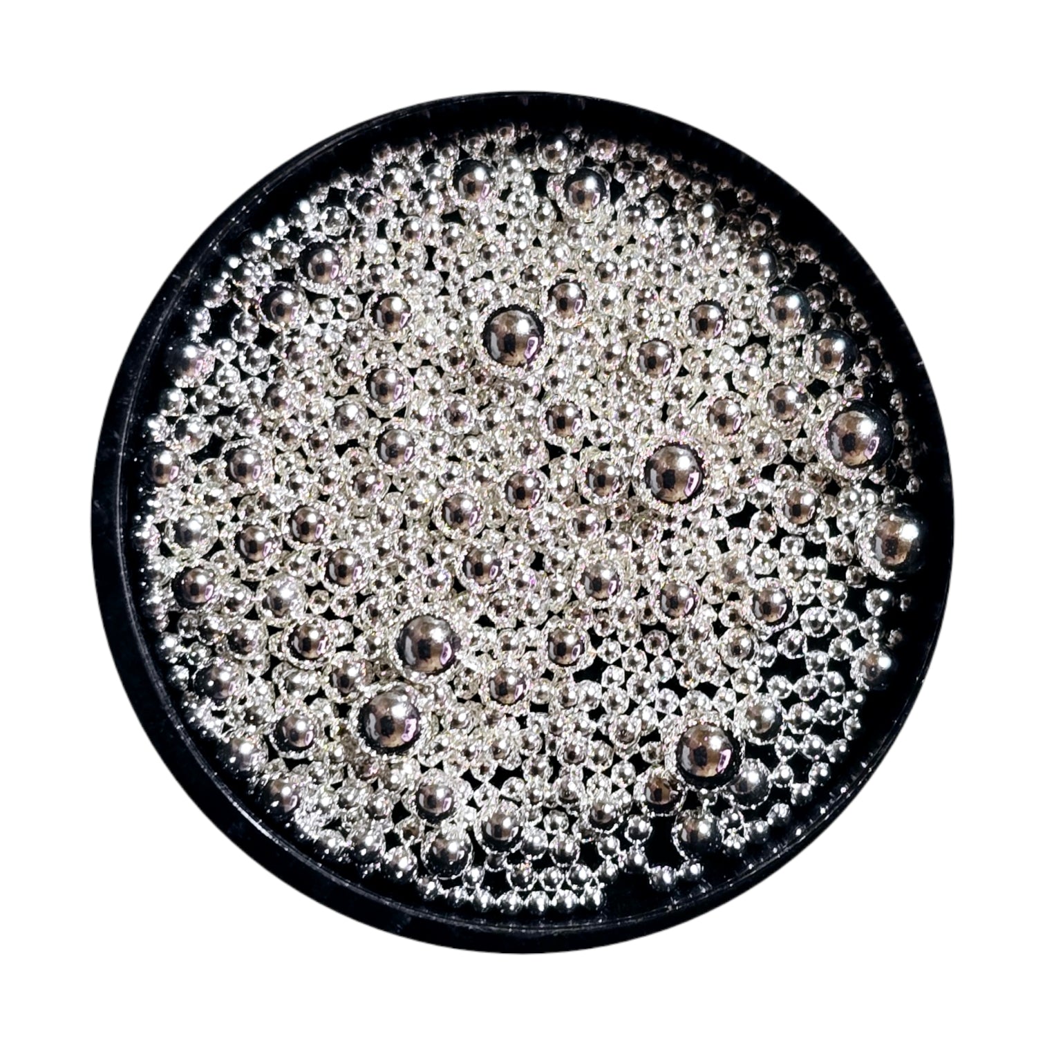 Decor Metalic Decor Unghii Silver White Bubble Caviar