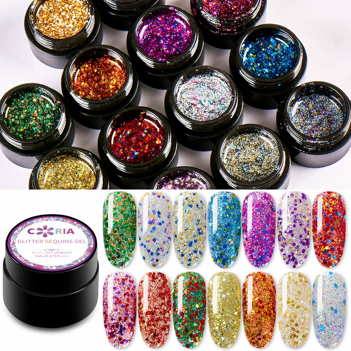 Gel Uv/Led Coria Glitter Sequins 5g 09 - Coria