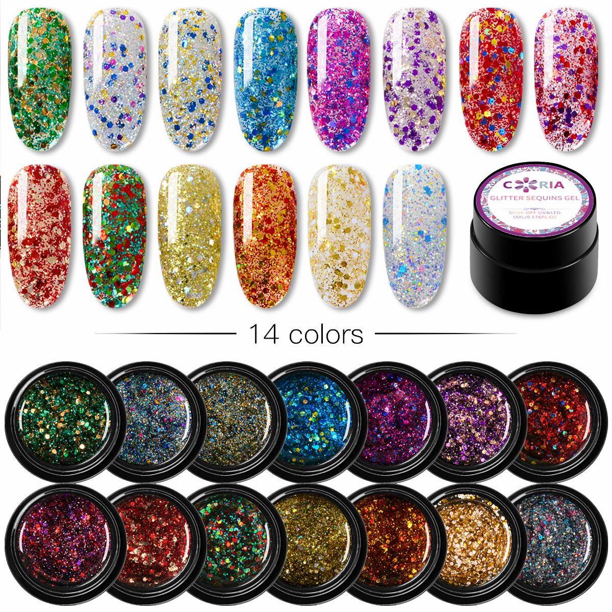 Gel Uv/Led Coria Glitter Sequins 5g 09 - Coria